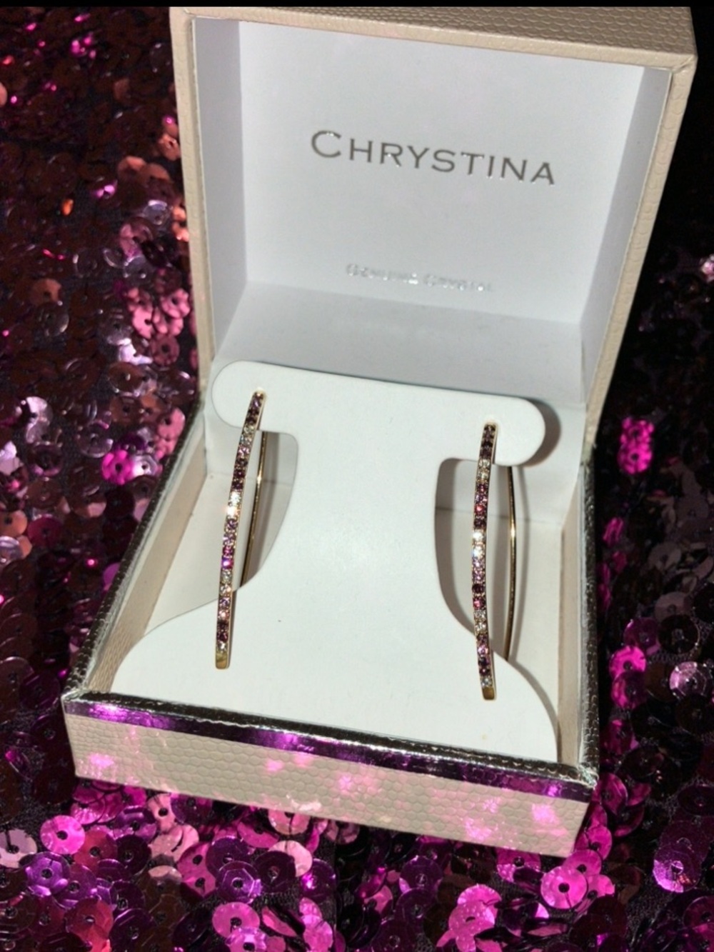 Christina Gold Threader Earrings with Ombré Purple Stones